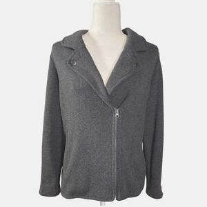 ADRIENNE VITTADINI Gray Moto Shacket Women's Large Wool Blend Jacket Casual Work